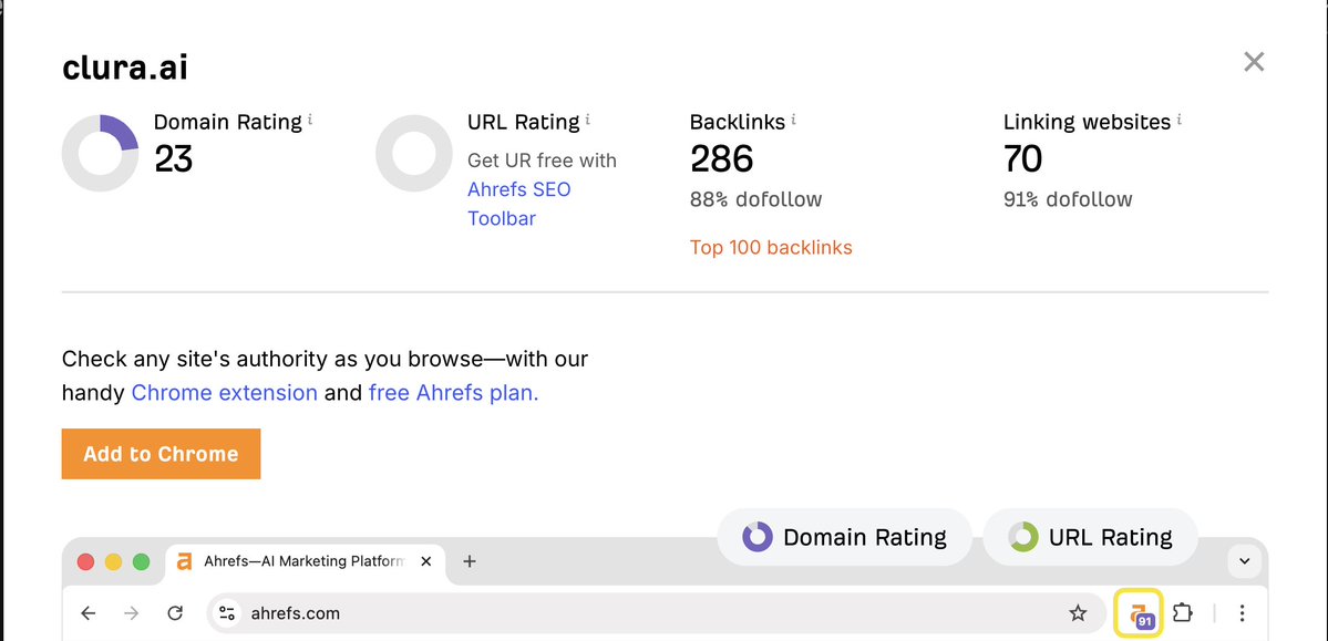 SemDash backlink results screenshot 2